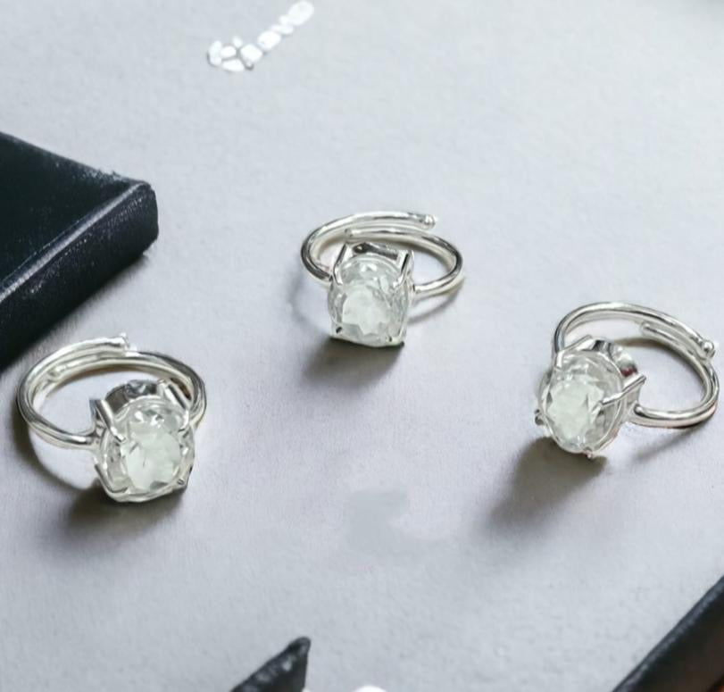 CLEAR QUARTZ DIAMOND CUT RING