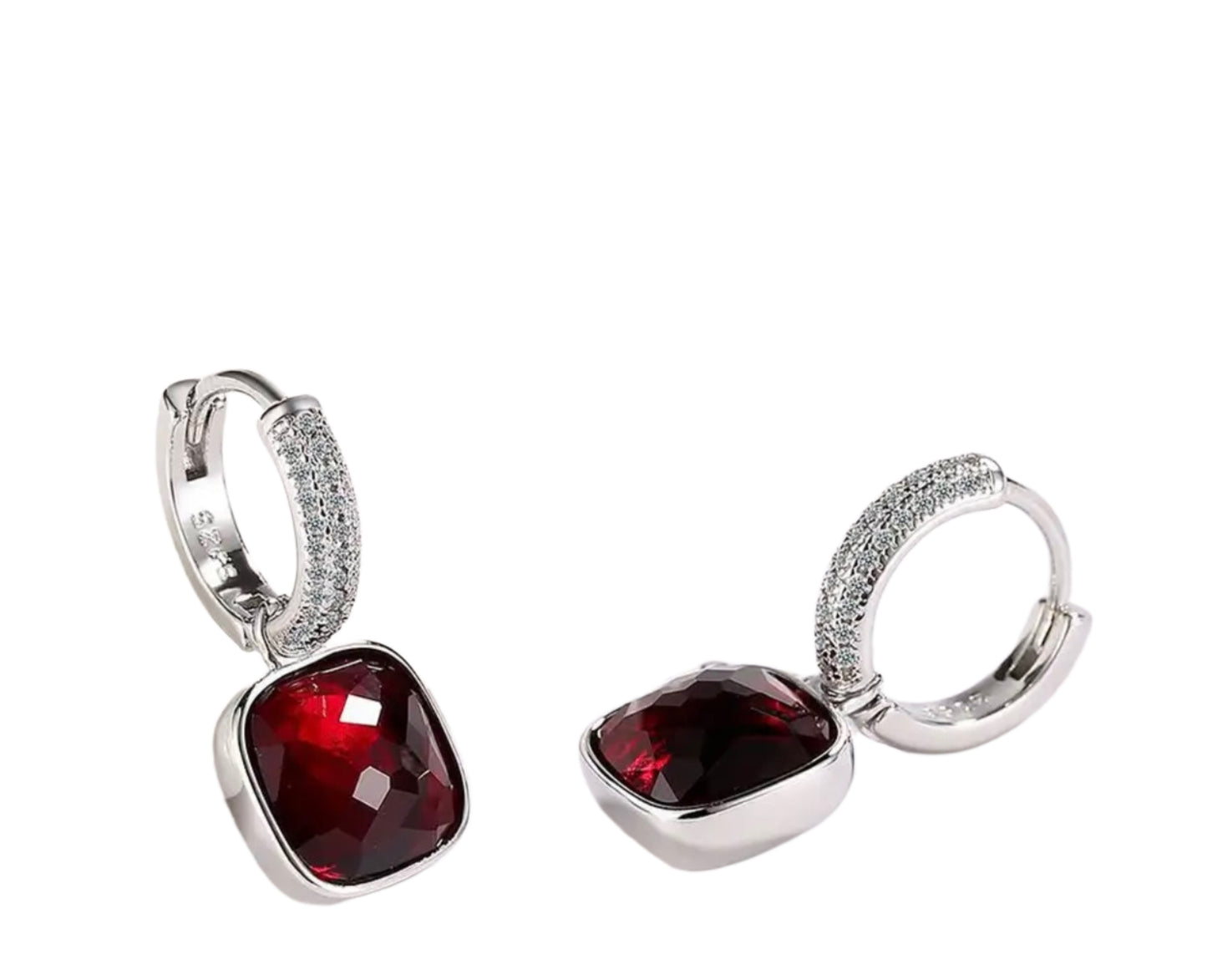 GARNET STERLING SILVER EARRINGS