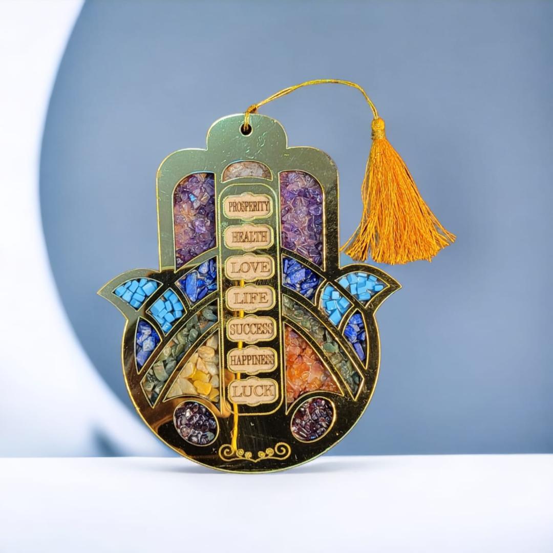 SEVEN CHAKRAS HAMSA HAND