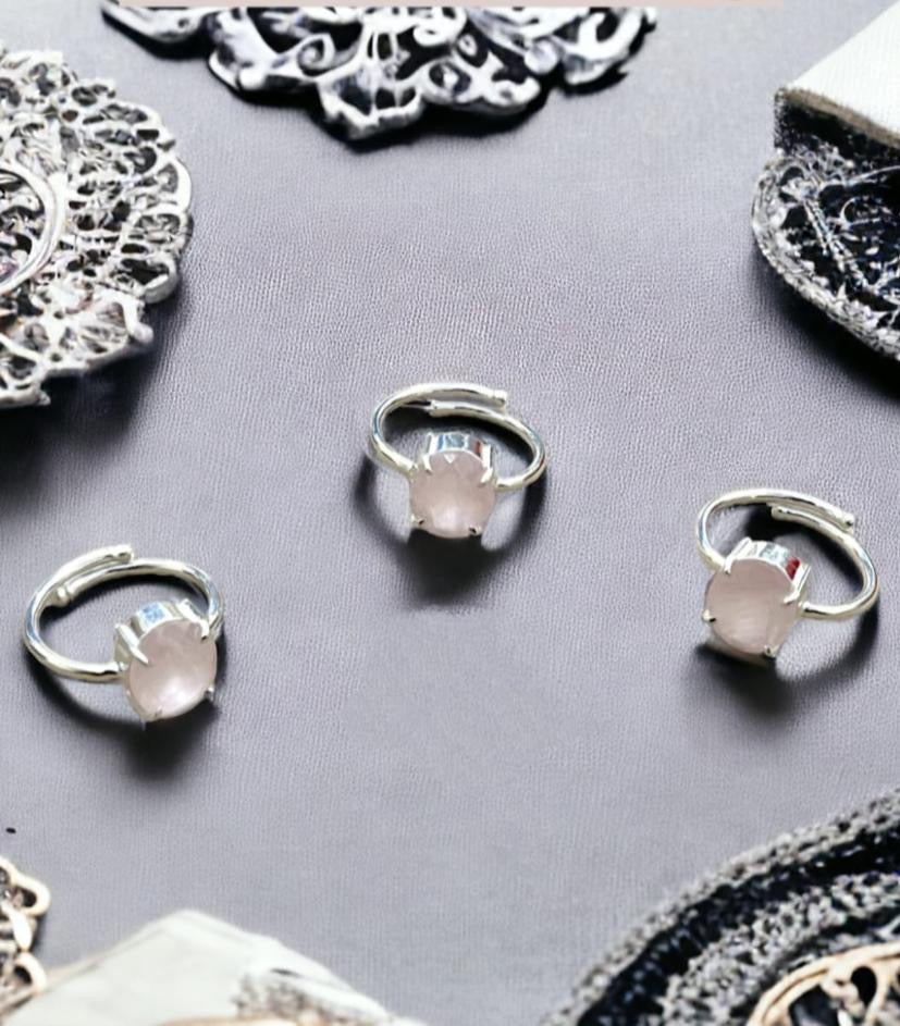 ROSE QUARTZ DIAMOND CUT RING