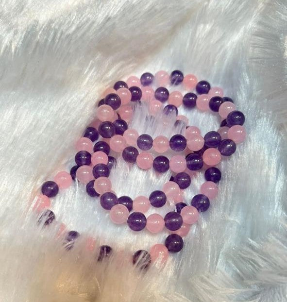AMETHYST AND ROSE QUARTZ BRACELET