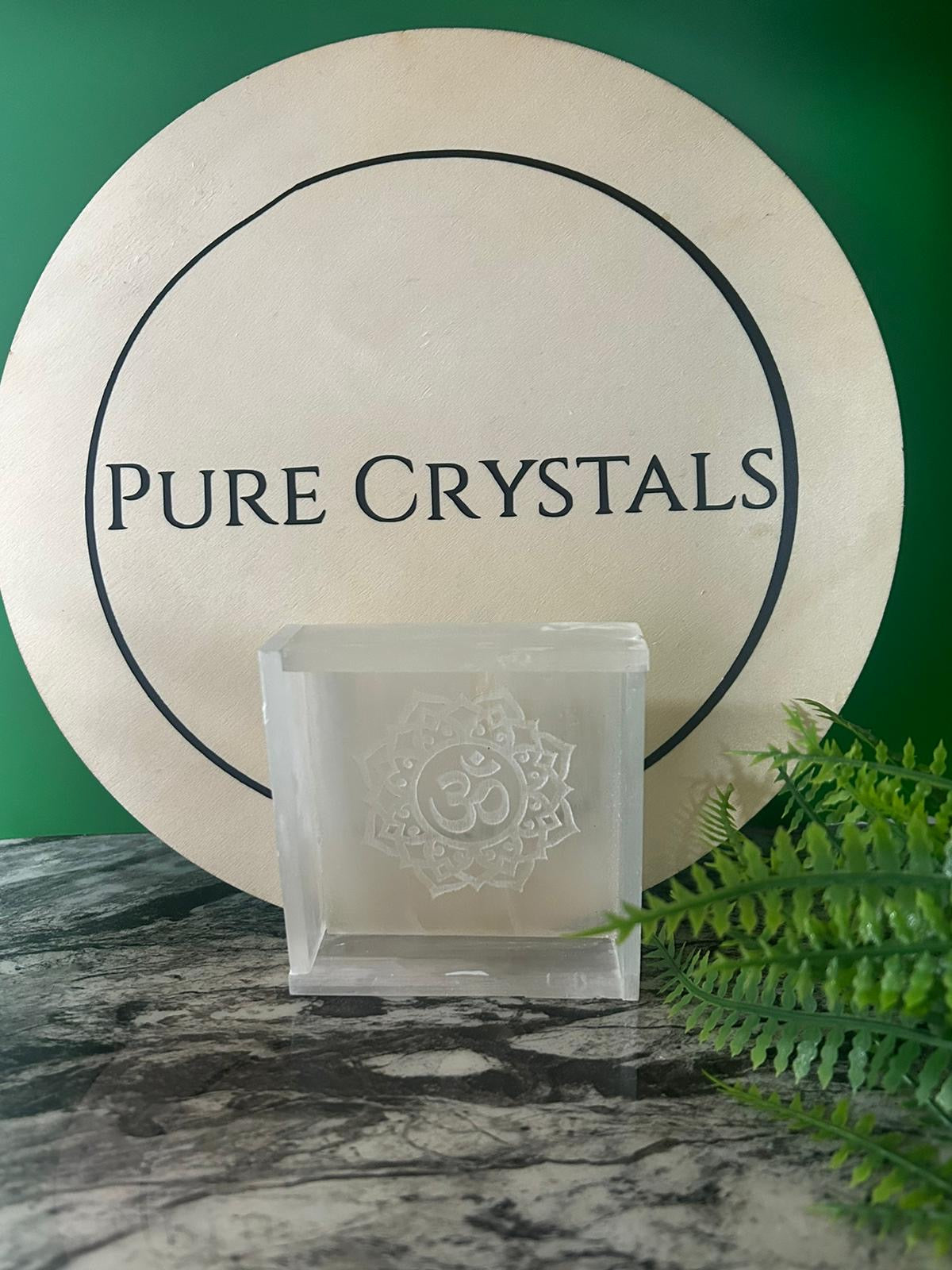 SELENITE BOWL WITH OM DESIGN