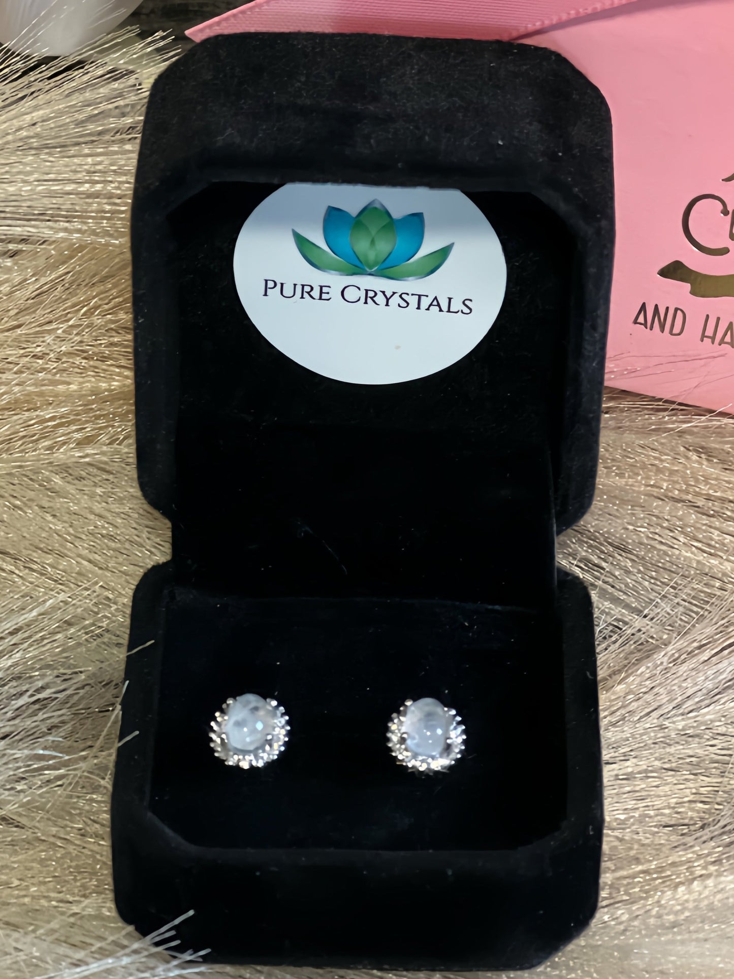 MOONSTONE CRYSTAL STUDS