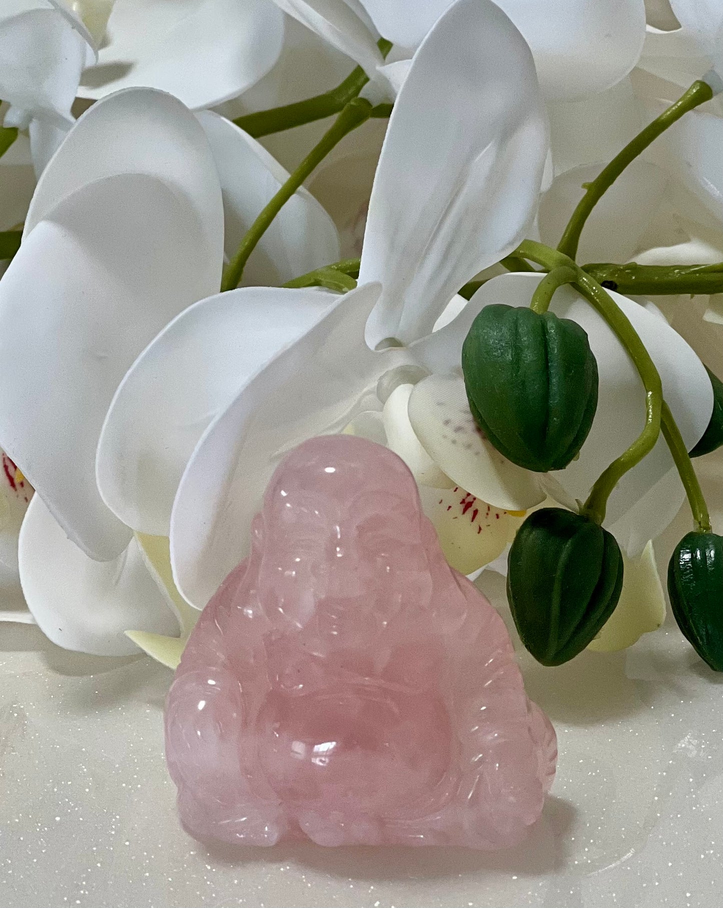ROSE QUARTZ LAUGHING BUDDHA