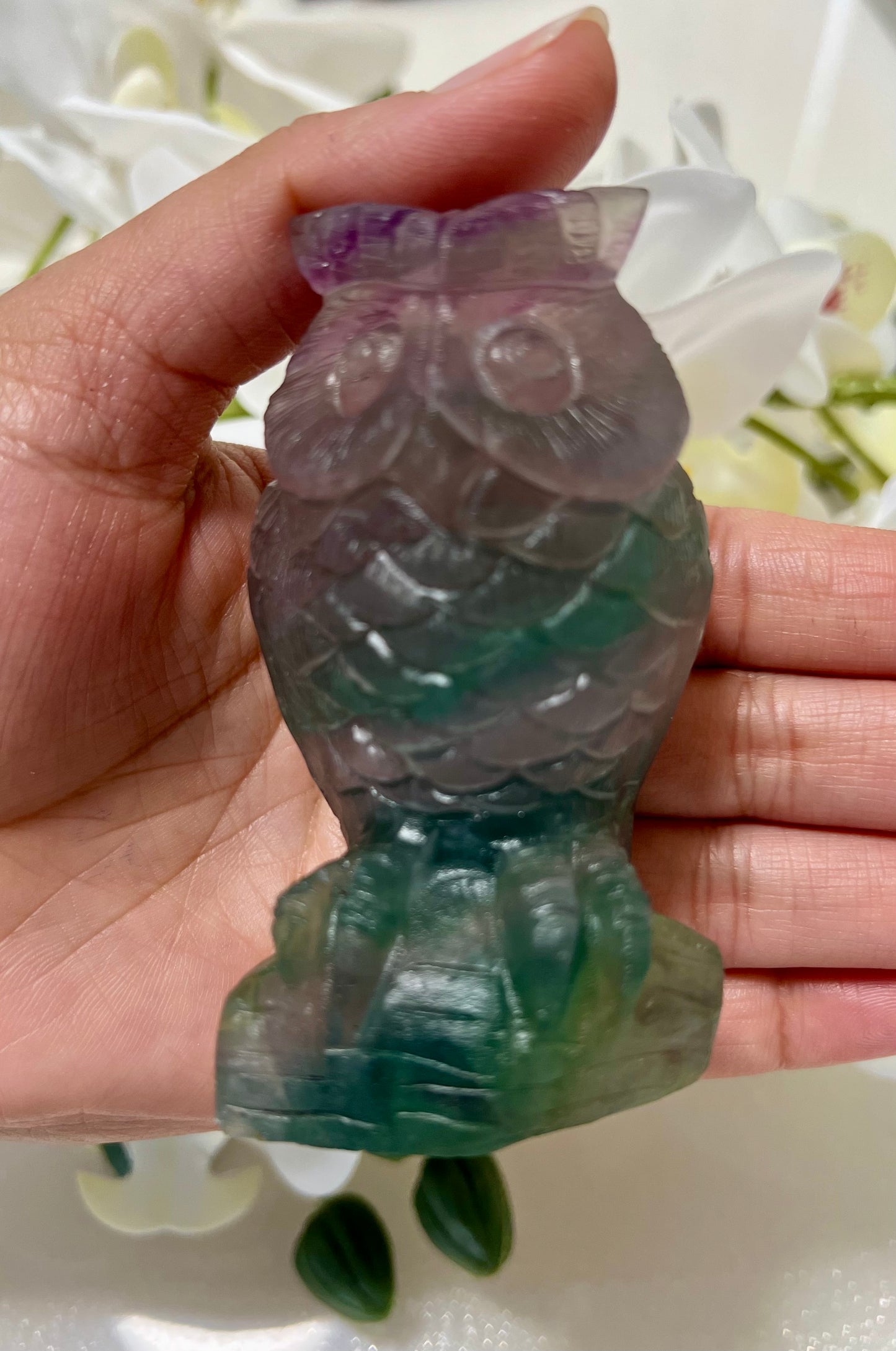 GREEN FLOURITE OWL