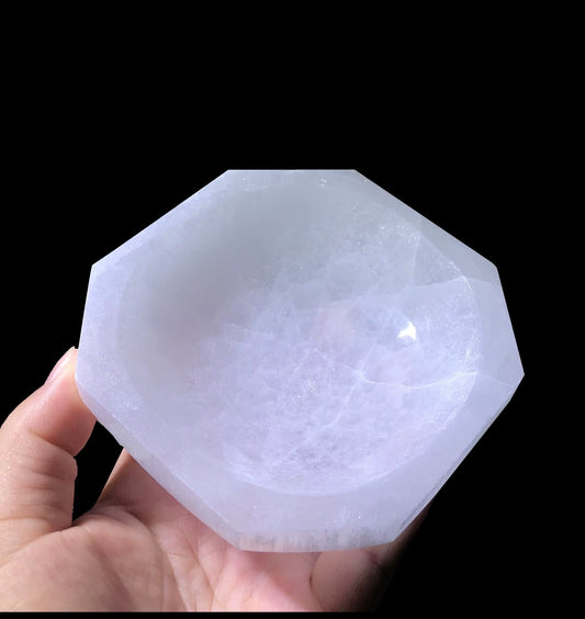 SELENITE HEXAGONAL BOWL