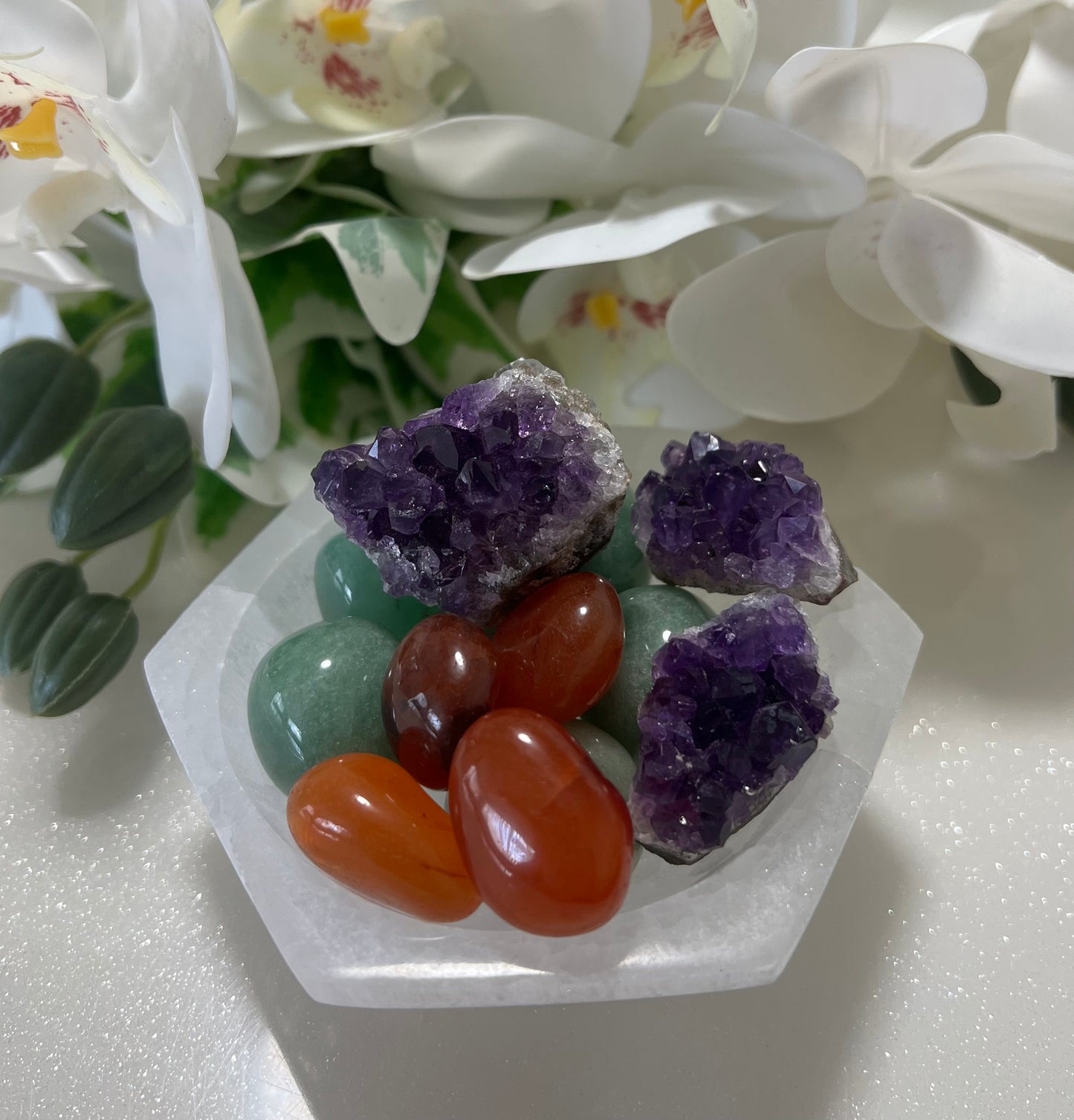SELENITE HEXAGONAL BOWL