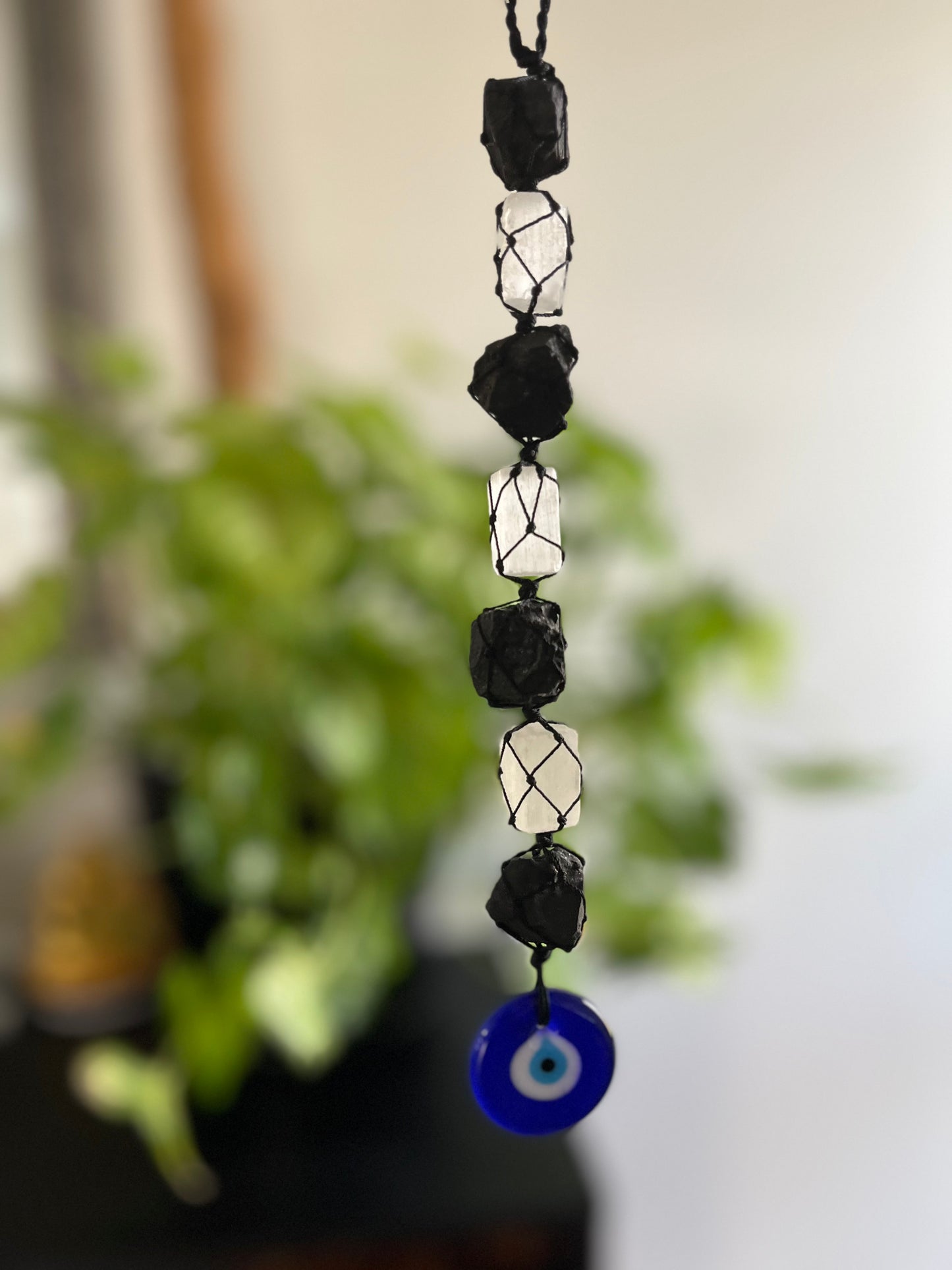 BLACK TOURMALINE & SELENITE HANGING