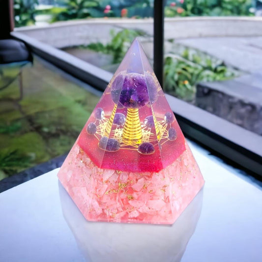 ROSE QUARTZ AND AMESTHYST PYRAMID