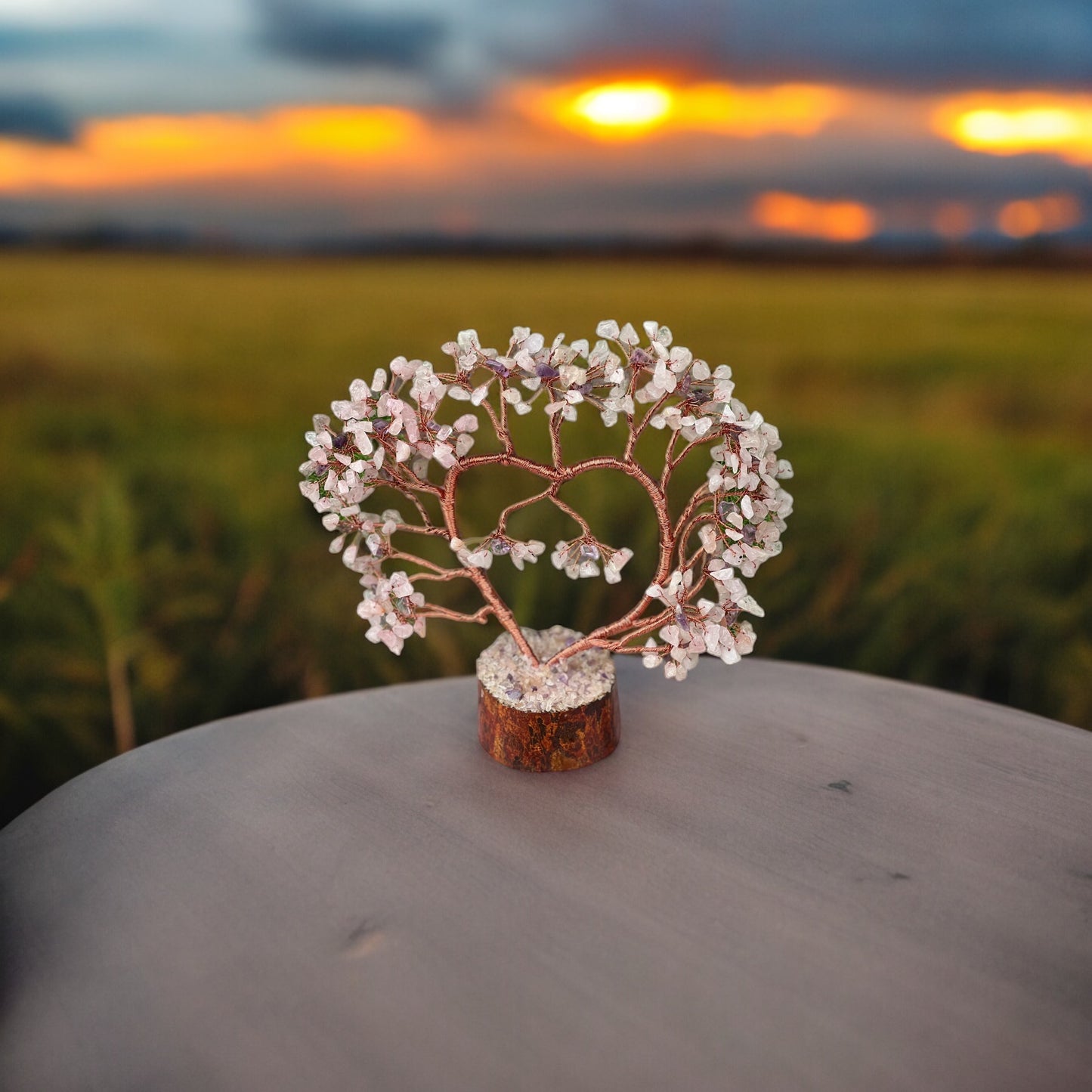 HEART SHAPE ROSE QUARTZ TREE