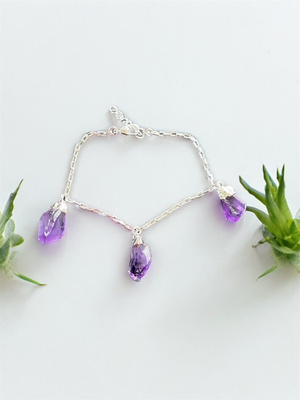 THREE STONE AMESTHYST BRACELET