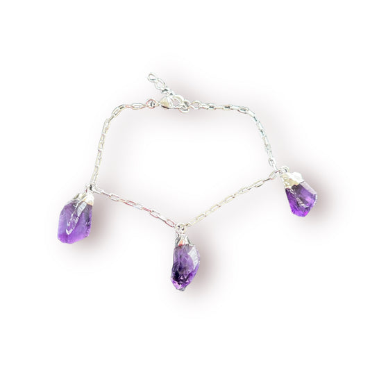 THREE STONE AMESTHYST BRACELET