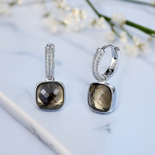 SMOKY QUARTZ STERLING SILVER EARRINGS